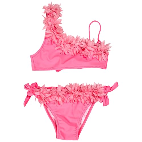 IWIHMIV Girls Swimsuits Fashion Cute Bikini Set Comfortable 2 Piece Bathing Suit Adjustable Strap Swimwear（Pink,11-12 Years