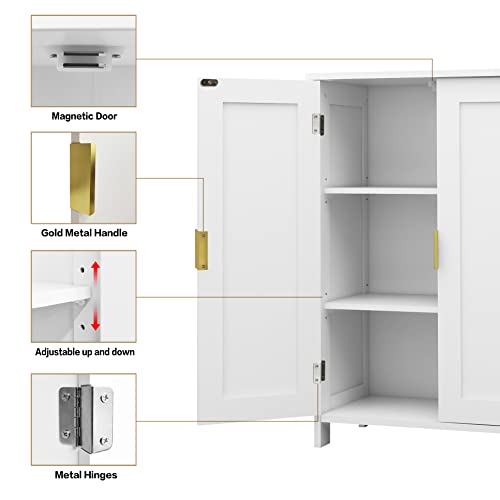 TaoHFE White Bathroom Storage Cabinet with 2 Doors, Freestanding - Towel Cabinet for Restroom, Small Storage for Office, Restaurant, Living Room - Thumbnail 5