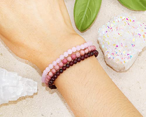 Love Romance Healing Crystal Gemstone Intention Stackable Dainty Bracelet Sets 4Mm Beads Attract Money Abundance Wealth Anti Anxiety Attract Love Intuition Psychic Power Self Confidence Focus Willpower Manifest Good Luck Success Protection Motivational Bracelets #TOP3