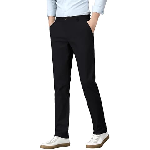 AKA Classyoo Men’s Khaki Slim Fit Pants Stretch Casual Chino Pants for Men Tapered Pants 801Black 33x30 Cover
