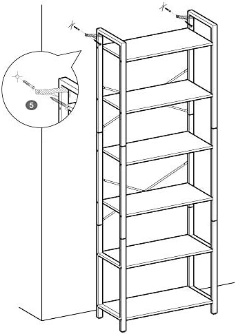 VASAGLE Bookshelf, 6-Tier Shelving Unit with Steel Frame, Tall Rustic Shelves for Living Room, Office, Study, Hallway, Industrial Style, 66 x 30 x 186 cm, Rustic Brown and Black LLS062B01