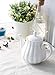 Sweese 222.101 Ceramic Teapot Pumpkin Fluted Shape, White - 28 Ounce