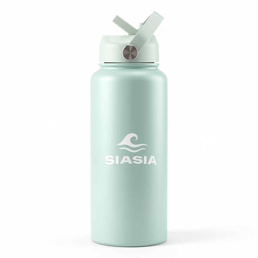 SIASIA Coffret Gourde Isotherme 1L Inox Sans BPA Support Magnétique Bleue Ciel