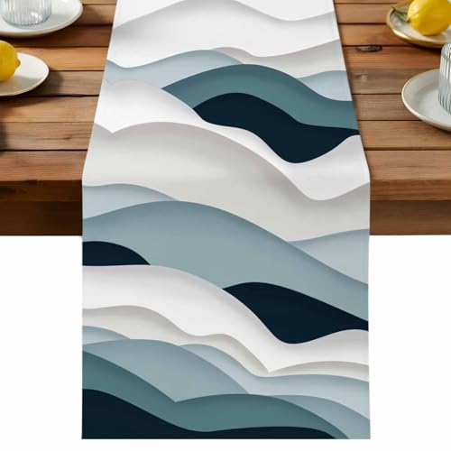 Atuitaisyou �e�[�u�������i�[ �C�̔g�@�O���[�ƃu���[�̃O���f�[�V�����@���ہ@�􉽖͗l �e�[�u���N���X �H����� ������� �ƒ�p ����~�� ���l���� �p�[�e�B�[ �C�x���g �����` ���� �e�[�u���Z���^�[ ��46cm×��183cm