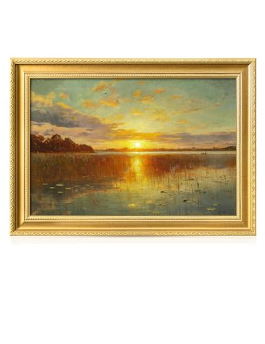 DECORARTS Peder Mork Monsted Sunset Over a Danish Fjord Framed Art, 29x25
