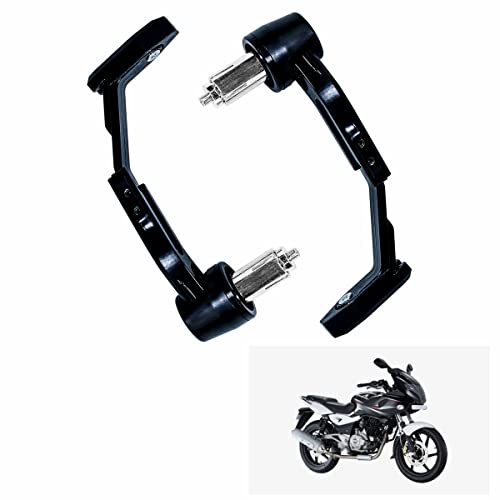 Image of Motorcycle Brake Clutch Lever Guard Handlebar Protectors 7 /8 inch 22MM CNC Alloy with Adjustable Angle Length (Black) for Bajaj Pulsar 220 F (Pack of 2)