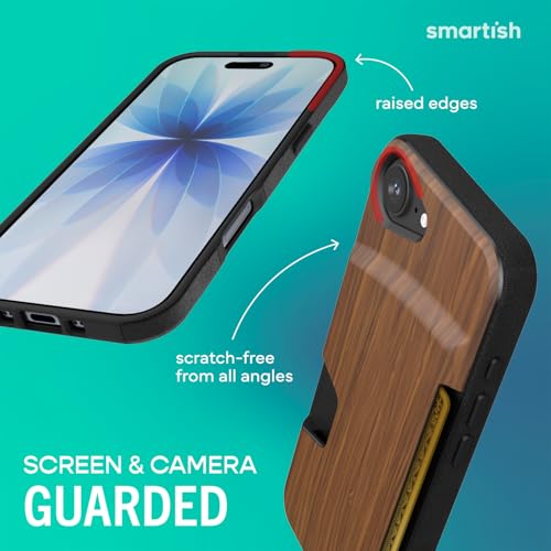 Smartish® iPhone 17e/16e Wallet Case - Wallet Slayer Vol. 1 [Slim + Protective] Credit Card Holder - Drop Tested Hidden Credit Card Slot Cover for Apple iPhone 17e/16e - Walnut Woods by Smartish - Image 5