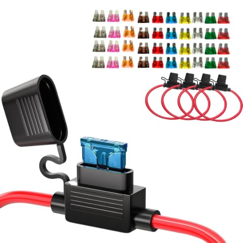 LAOMAO Lot de 4 porte-fusibles 10 AWG, 12 V, étanches, pour voiture, camping-car, bateau, 40 A max