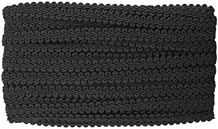 Mandala Crafts Black Gimp Braid Trim Roll - 3/8 in 30 YDS Flat Fabric French Braided Trim Ribbon - Black Trim by The Yard for Sewing Upholstery Curtain