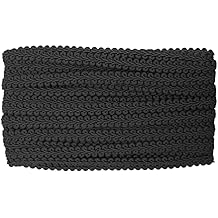 Mandala Crafts Black Gimp Braid Trim Roll - 3/8 in 30 YDS Flat Fabric French Braided Trim Ribbon - Black Trim by The Yard for Sewing Upholstery Curtain