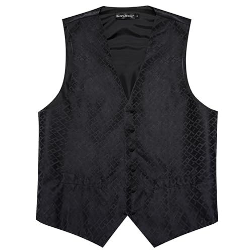 Image of Barry.Wang Men's Suit Vest Tie Bowtie Set Formal Silk Paisley Waistcoat Hanky Cufflinks Lapel Pin Set Wedding Party 7PCS