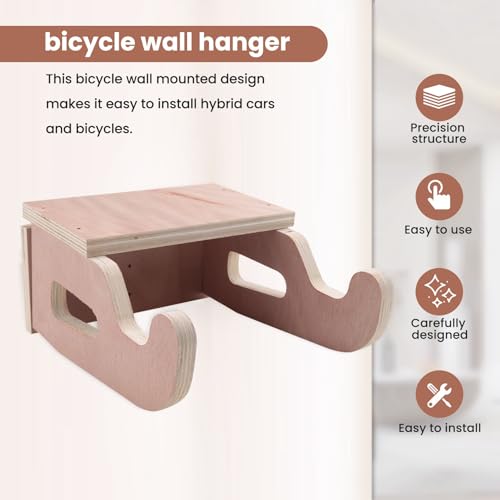 Estante Pared para Bicicleta Colgadores de Madera Interiores Soporte 5