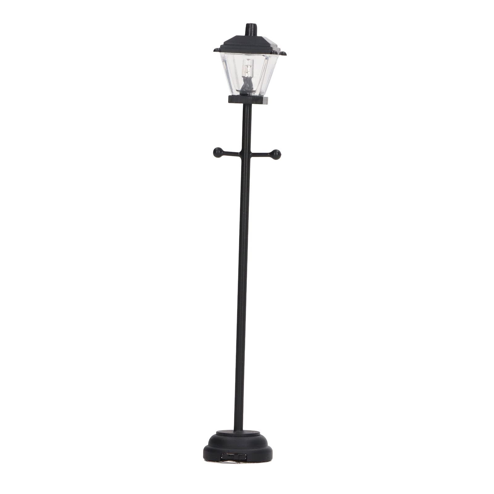 Akozon 1/12 Scale Black LED Dollhouse Street Light, Miniature Metal and Glass Lamp for Doll House Decor