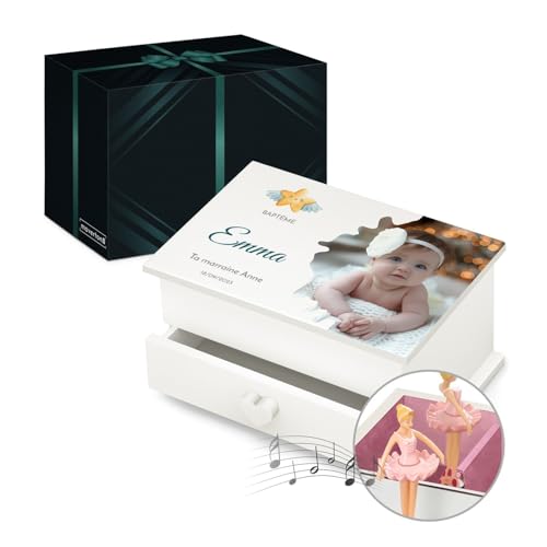 Maverton Boîte à Musique personnalisable - Coffret original avec votre photo imprimée - Boîte à bijoux pour fille - Cadeau personnalisé avec vos photos - accessoire pour enfant - petit ange