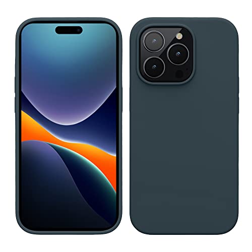 kwmobile Handyhülle für iPhone 14 Pro Hülle, für iPhone 14 Pro Case - Hülle Silikon - kabelloses Laden - Dunkler Schiefer