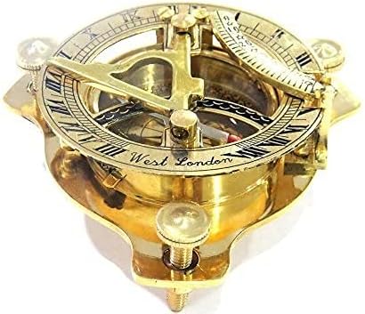 NauticalMart 3.5" Sundial Compass - Solid Brass Sun Dial