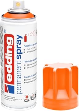edding 5200 permanent spray - neon orange matt - 200 ml - acrylic paint for painting and decorating glass, metal, wood, ceramic, plastic, canvas - aerosol spray, acrylic spray, paint spray