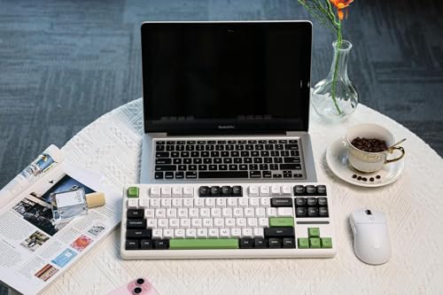 Image of Aula F87 Wireless Mechanical Keyboard | 75% TKL Gasket Custom Hot Swappable Keyboard, 2.4Ghz /Type-C /Bluetooth Gaming Keyboard | Pre-lubed Switch RGB Backlit Keyboard (Green+White)