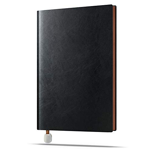 KKDragon Cahier A5 Carnet de Notes Journal Ligné 112 Feuilles (224 pages) Couverture Souple PU Cuir Noir Cover