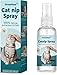 HomeHom Catnip Spray for Cats - Highly Potent for Energizing Play & Toy Renewal, Calming Stress Relief for Indoor Cats, 100% Natural Organic Catnip, Mess-Free Herbal Formula (2 Fl.Oz)