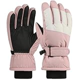 Ckuakiwu Ski Gloves for Kids Aged 6-12 5-Finger Touchscreen Coldproof Ice Skating Gloves with Non-Slip Palms Elastic Wrist Kids Ski Gloves with Anti-Lost Buckle for Winter Sports,Ski Gloves