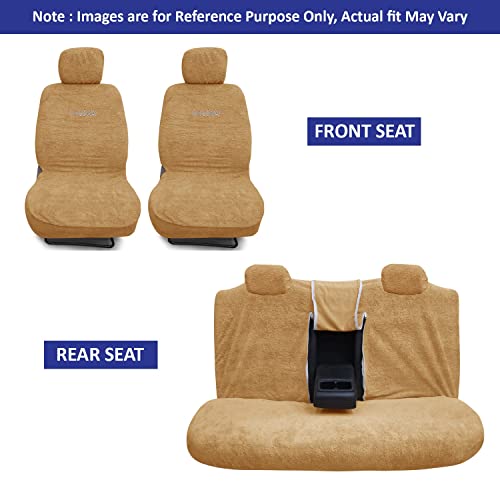 Image of Kingsway Amaze Seat Cover for (Year 2025 Onwards) All Model, Towel Fabric Car Seat Covers Compatible with Honda Amaze, Complete Set (Car Specific Front + Rear Seat Covers), Beige Color