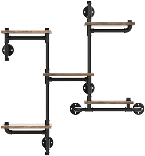 Miniatura 4 de MAIKAILUN Estantería industrial flotante para montar en la pared, estantería rústica y moderna de madera de 5 capas, estantería colgante para el