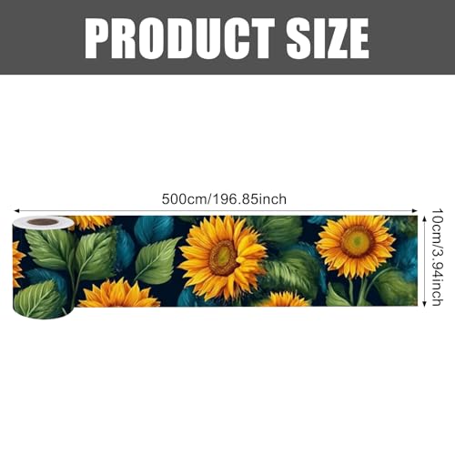 Image of Nuxovilar Sunflower Floral Peel Stick Wall Border PVC 3.94x16.4'