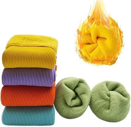 tusi Thermal Fleece-Lined Socks for Women, Multicolour, 5 Pairs-picture-10