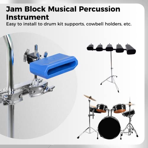 Varku Jam Block Musical Percussion Instrument, Plastic Latin Percussion Block, Timbales Instrument, Drum Kit Percussion Accessory, Easy To Install, Blue #TOP3