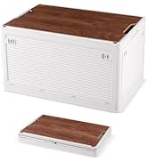 Amazon｜harumi 収納ボックス 折り畳みコンテナ 84.4L容量 木製蓋付き