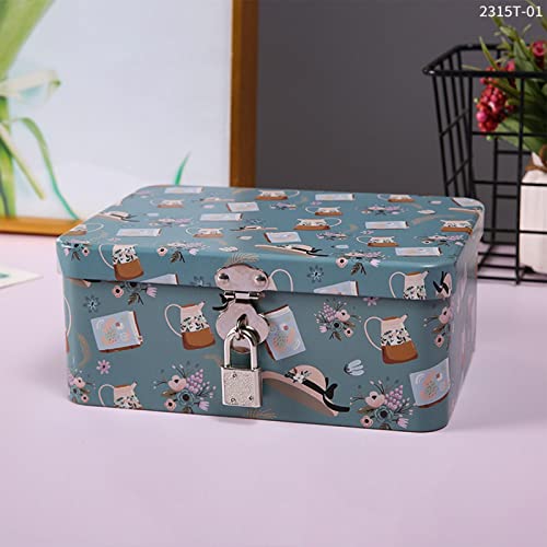 Scatola portaoggetti in latta con coperchio e