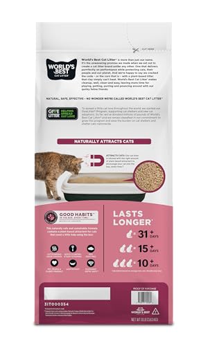 WORLD'S BEST CAT LITTER Good Habits Cat Attract Litter | Natural Plant-Based Attractant | Multicat Flushable Corn Litter | Unscented Odor Control | Low Tracking & Lightweight | Made in USA 8lb Bag