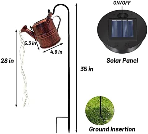 Solar Watering Can Lights Outdoor Garden Enchanted Watering Can with Cascading Lights Waterfall Fairy Lights for Garden Ornaments Patio Lawn Path Yard Decorations Romantic Atmosphere Lighting