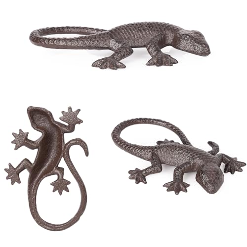 Estatua de lagarto de hierro fundido vintage miniatura 4