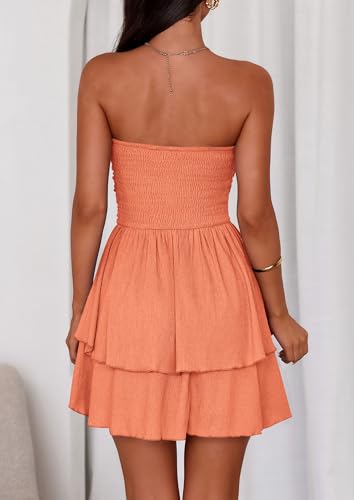 Image of PRETTYGARDEN Women's 2026 Summer Strapless Tube Mini Dress Off Shoulder Smocked Ruffle A Line Flowy Short Party Club Dresses