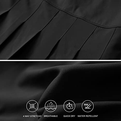 Baleaf Women's Knee Length Golf Dresses Pleated Dress Sleeveless Stretch Dress Elegant Polo V Neck Upf 50+ Skirts Deep Black S #TOP3