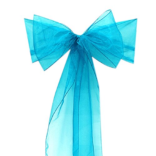 10 Schleifen Stuhlbandschleifen aus Organza für Bankett Hochzeit Party Dekoration blau