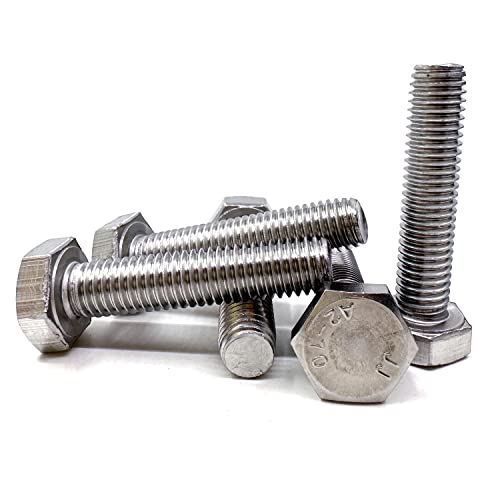 Image of M10 Hex Bolt, M10-1.5 x 45mm Hex Head Screw Bolts, 304 Stainless Steel, Fully Threaded, Plain Finish, Hex Tap Bolts 5Pcs (M10x45mm)