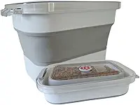 Chefe Porta Ração Dobrável, Vedação Hermética, Capacidade 5kg, Expansível 39x24,5cm,