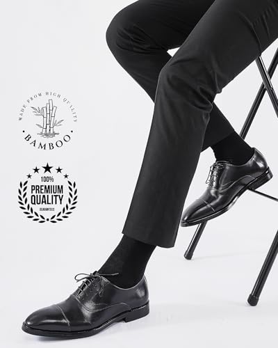 Niorasen 6 Pairs Bamboo Mens Socks, Comfortable Soft Top Crew Socks, Breathable Smart Classic Dress Sock with Gift Box for Everyday Business Casual black 9-12 - Image 5