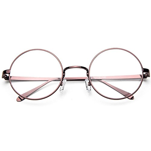 D.King Oversized Vintage Round Retro Large Metal Frame Clear Lens Eyeglasses Bronze - Thumbnail 2