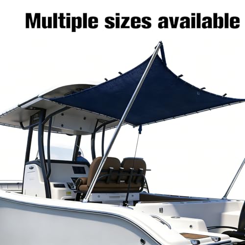 TeBaisea Boat T-Top Sun Shade Kit Boat Canopy, Boat Cover with Stainless Steel Telescopic Rod Foldable,UV-Proof 1200D High-Tech Polyester Fiber, Anti-Ultraviolet Dark Blue (Size1:A=47" B=59" C=47") by TeBaisea - Image 4