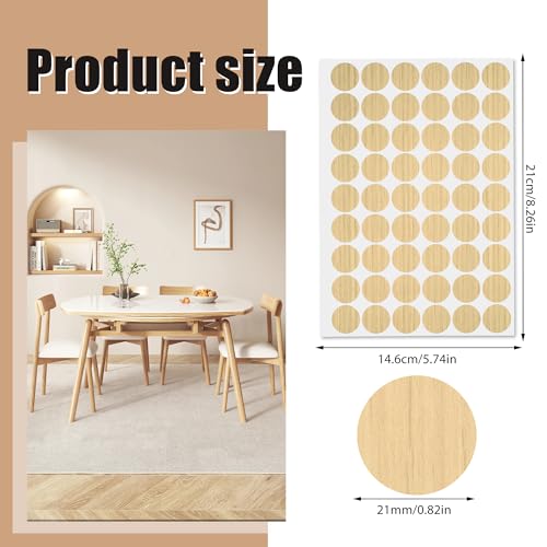 Schraubenlochaufkleber selbstklebend 162 Stück 3 Blatt, 21 mm mit Holzstruktur, hässliche Schraubenloch-Abdeckungsaufkleber für Schraubkappen, Abdeckung, Holz, Kleiderschrank, Möbel(Eiche-hell)