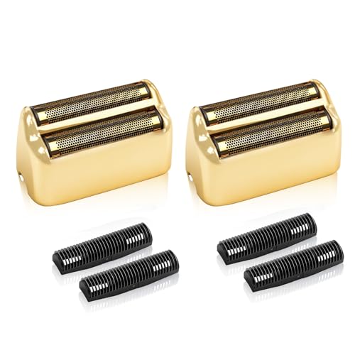 2 Pack Replacement Foil And Cutters Compatible With Babylisspro Double Foil Shaver, Replacement Foil For Babylisspro Barberology Fxfs2 Shaver,Golden