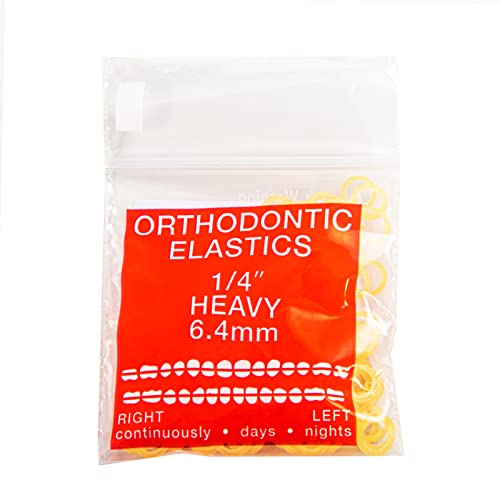 Image of JMU 100 pack Orthodontic Elastics 1 /4 Heavy, Intraoral Dental Rubber Bands | Latex Free Elastic Bands, Orthodontic Rubber Bands for Braces, 6.5 oz, Made in USA