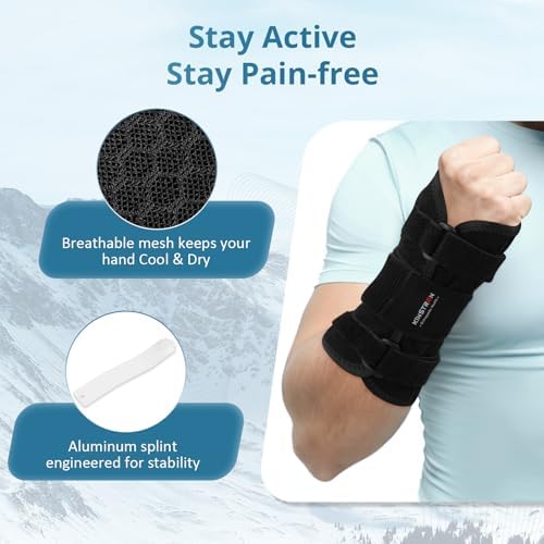 Kinstron Carpal Tunnel Wrist Brace for Night & Day Support, Upgraded 360° Adjustable Triple Strap Support System with Bioinc Aluminum Splint, Medical-Grade Premium Fabric, Comfortable Lightweight Wrist & Hand Support for Pain Relief, Arthritis, Tendonitis, Sprains & Injury Recovery – Men & Women(Right Hand-L/XL) - 3
