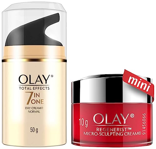 Image of Olay Day Cream Total Effects 7 in 1, Anti-Ageing Moisturiser, 50g and Olay Regenerist Micro-Sculpting Mini Moisturiser