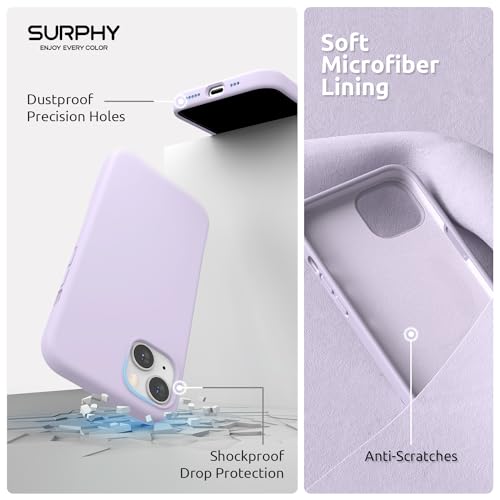 SURPHY (4 in 1 Designed for iPhone 14 Case Compatible with MagSafe (6.1 inch, 2022), with 2 Pack Screen Protector + Camera Cover, Liquid Silicone Phone Case (Light Lavender) by SURPHY - Used condition - Image 6