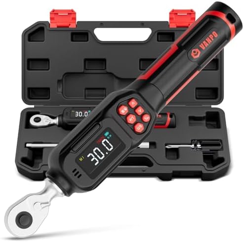 VANPO Digitaler Drehmomentschlüssel 1/4 Zoll 1.5–30 Nm, ±2% Genauigkeit | Elektronischer Drehmomentschlüssel mit LCD-Display, akustischer Rückmeldung & Beidseitig Schaltbar für Fah